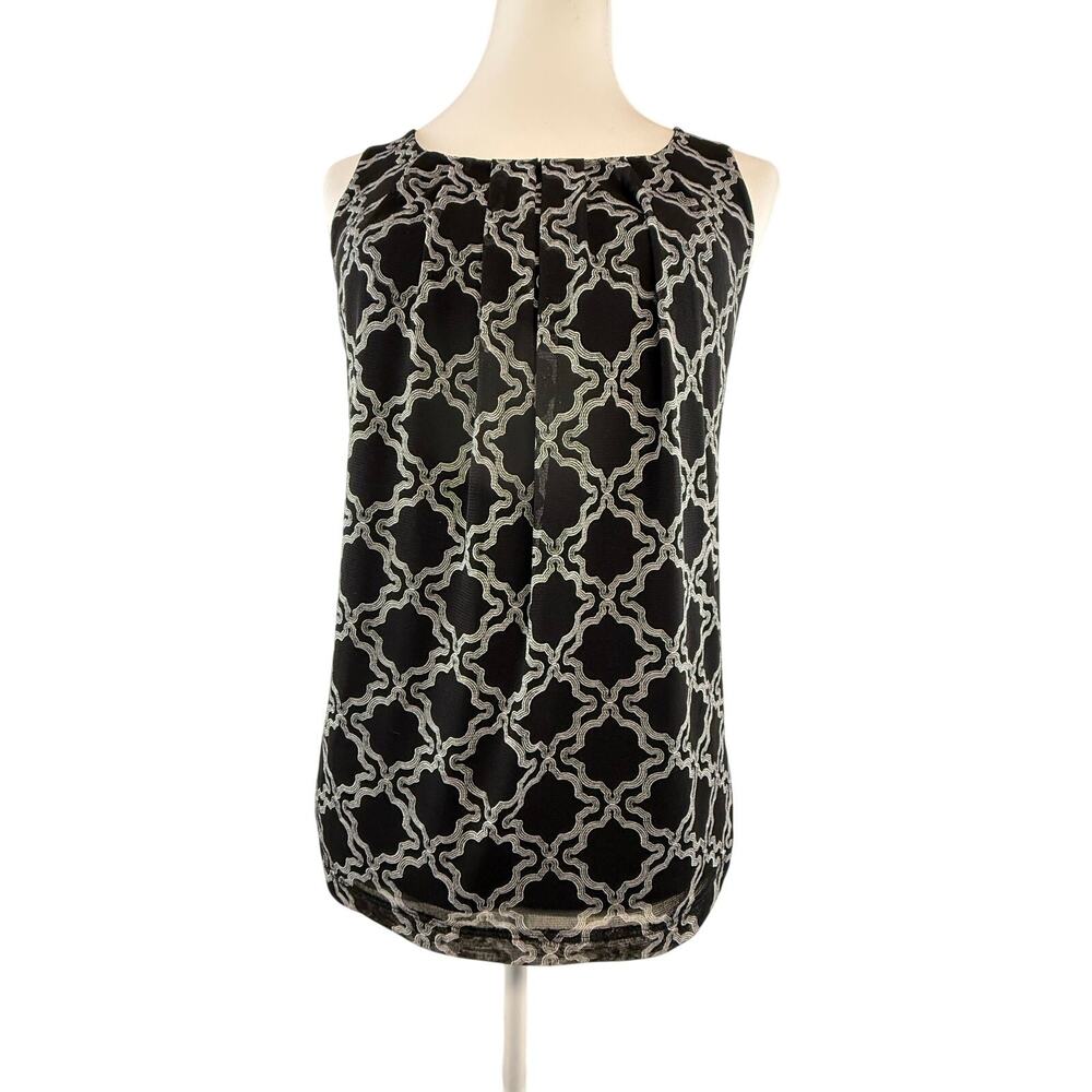 SKU3169 212 Collection Women's XS Black & White Lined Sleeveless Blouse Top